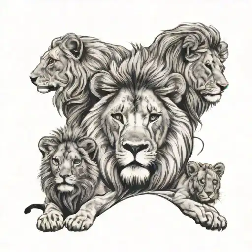 Fineline Lion Family With 2 Kids