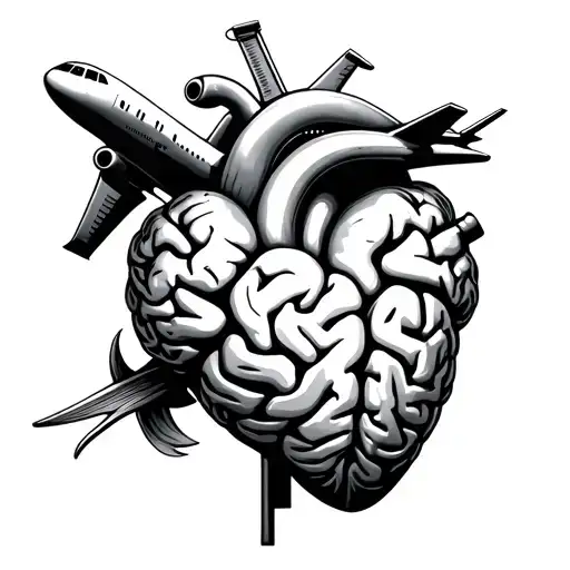 A Brain And A Heart With An Airplane