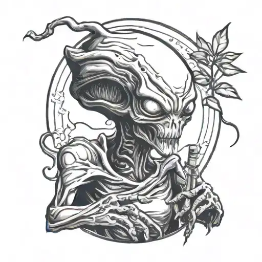 Alien Stoner Smoking Weed Joint