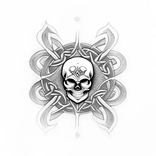 Skull Celtic Raven