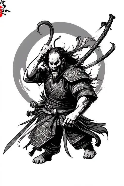 Scary Samurai Leg Sleeve Design