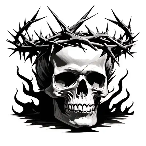 Crown Of Thorns On A Flaming Skull