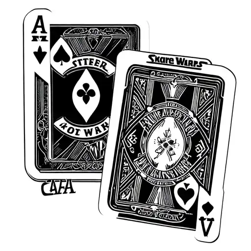 A Poker Hand With Star Wars And Harry Potter Themed Cards