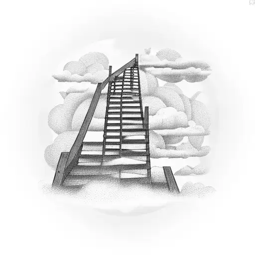 Stairs Going Into Heaven With Cloud Background
