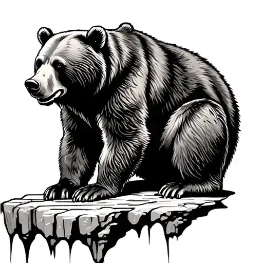Bear Sitting On A Cliff Edge