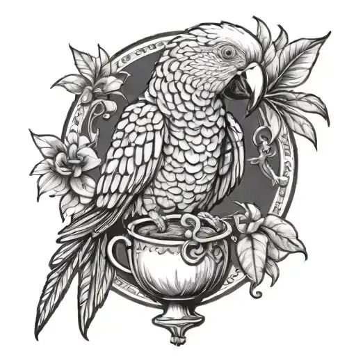 Parrot Drinking Black Tea