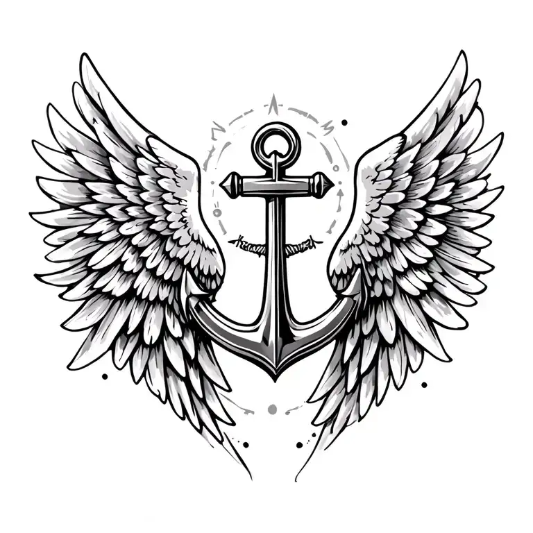 Wing With Anchor And Compas