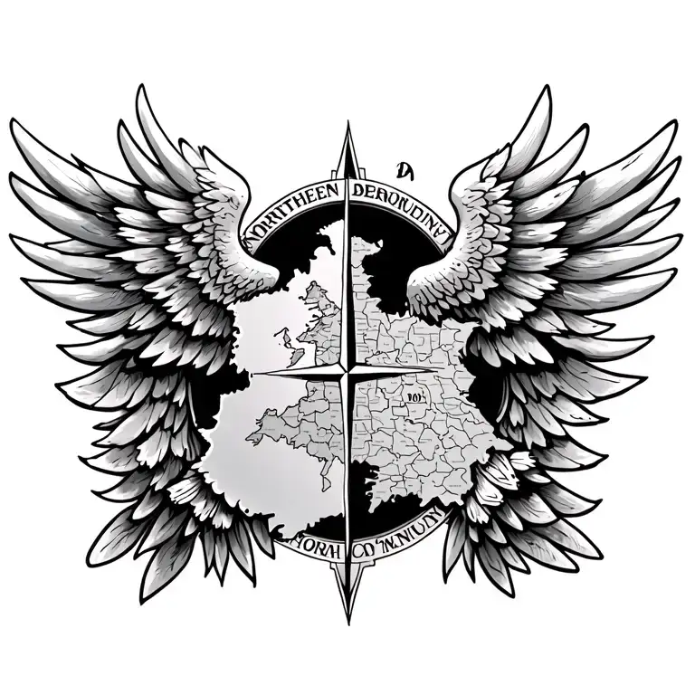 Wing With Compas And Map Of Northern Germany