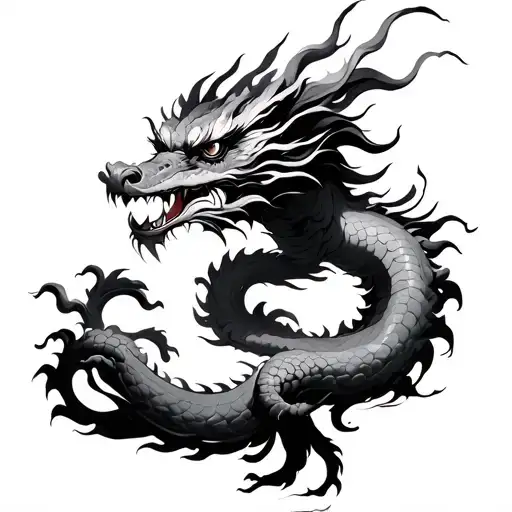 Chinese Dragon That Wraps His Hand And Descends To The Clouds