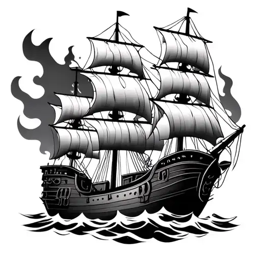 Pirate Ship On Fire