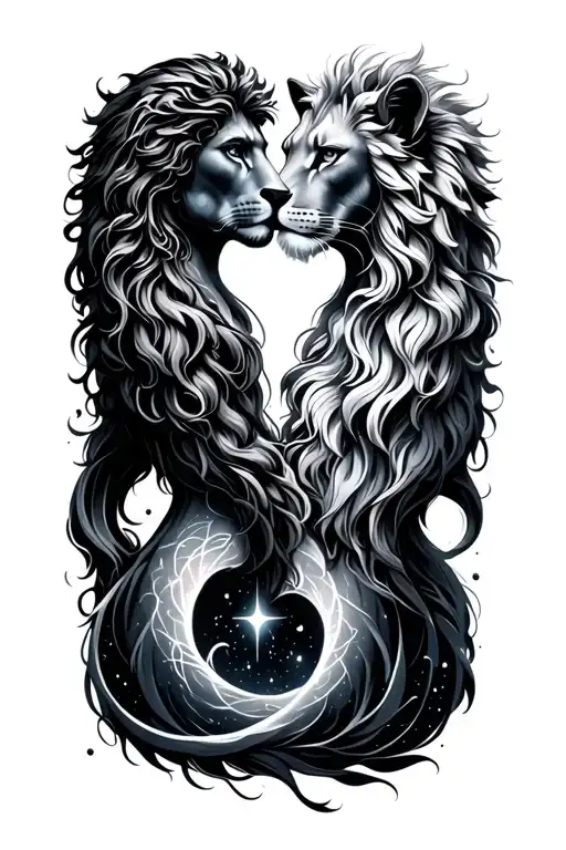 Intertwined Zodiac Constallations Aquarius And Leo Zodiac Sign