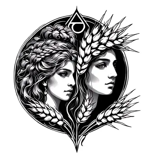 Astrological Sign Gemini And Aquarius With Wheat Spikes