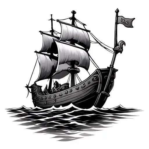 Viking Ship And Warrior