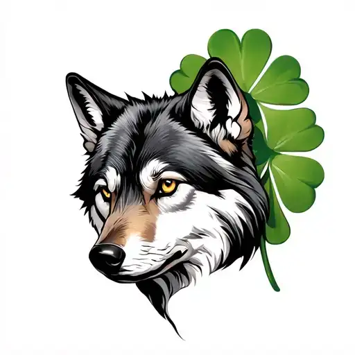 Wolf And Four-leaf Clover With Agrevisse