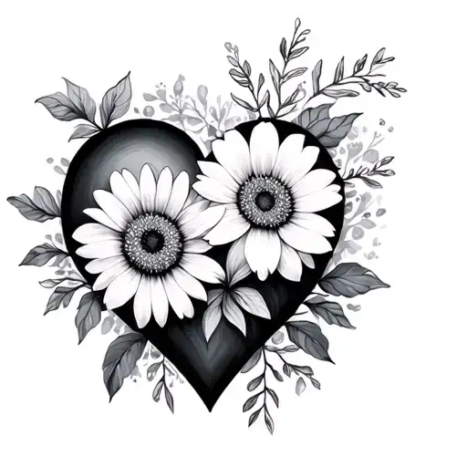 Heart With Common Flower Mother Daughter With A