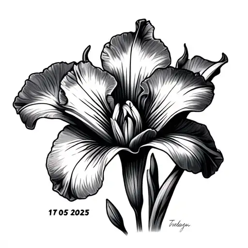 Iris Flower With Date 17 05 2025 Prominently Displayed