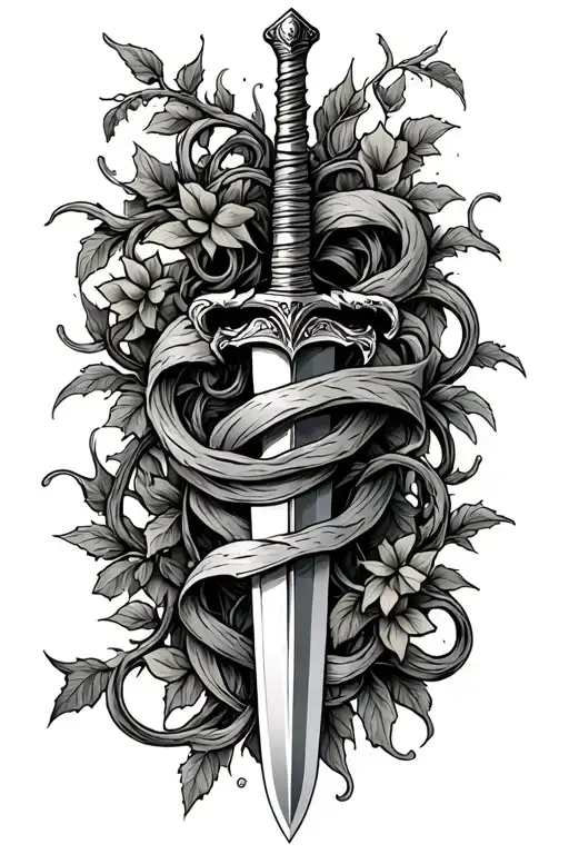 A Dagger Wrapped With A Vine Intertwined Also Add Some Earthy Vibes