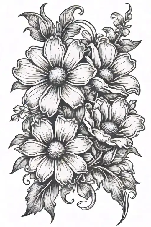 Daisy And Sweet Pea Flower Intertwined