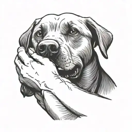 Old School Style Of A Labrador Dog Biting A Human Hand