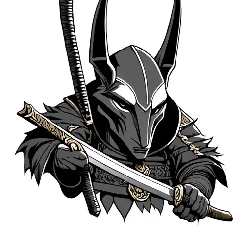 Anubis Samurai With Katana In The Rack