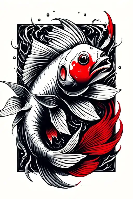 Fish In Black And Red Zodiacal Approach Minimalist For Cover