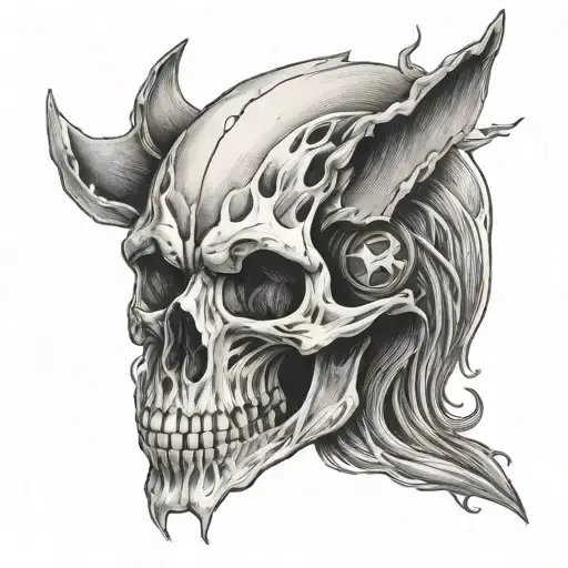 Half Wolf Skull Half Human Skull