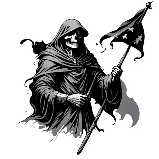 Grim Reaper Holding A Flag
