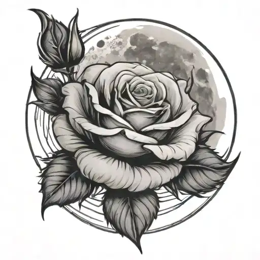 Moon Behind Rose