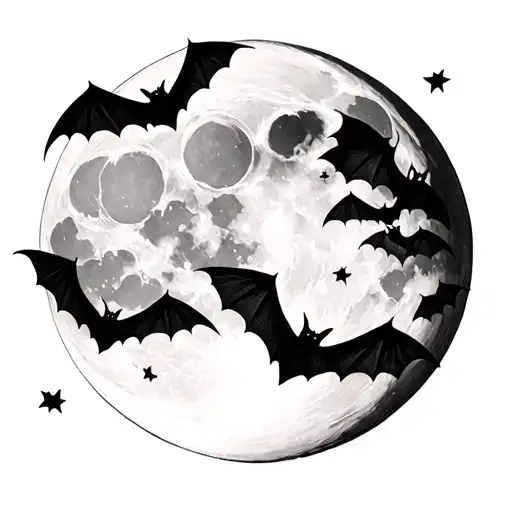 Moon With Bats