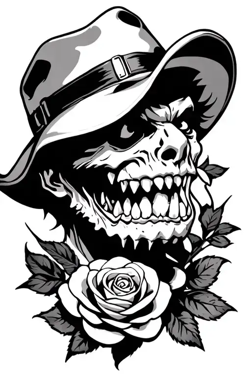 The Bully In A Hat With A Rose In The Teeth And On