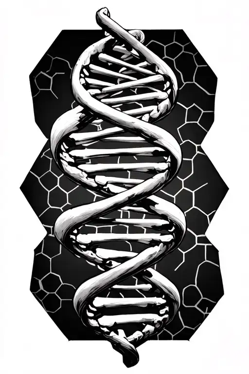 Dna Helix Twisted With A Octagon Honeycomb Pattern Background
