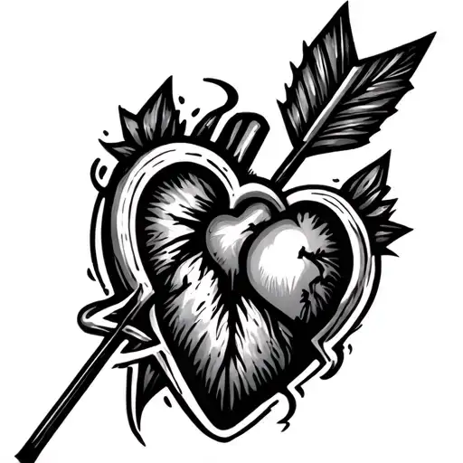 Arrow With Line Heartbeat As The Shaft On Left Forearm