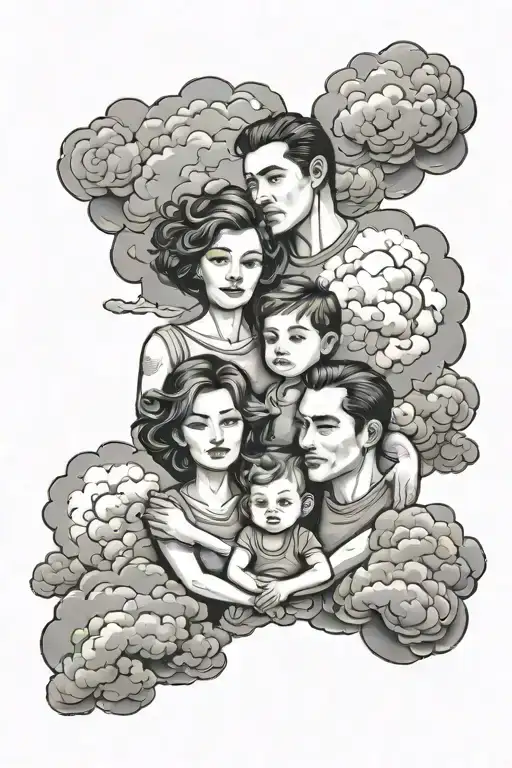 Family And Clouds In The Background