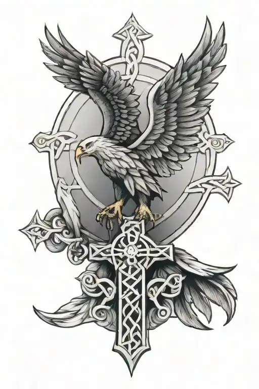 Polish Eagle Irish Celtic Cross
