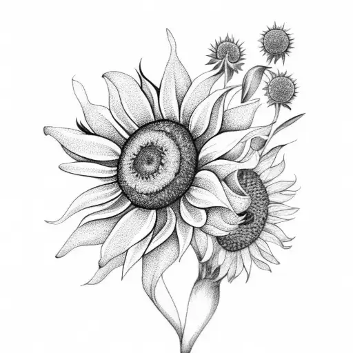 Bouquet With Sunflower And Lillies