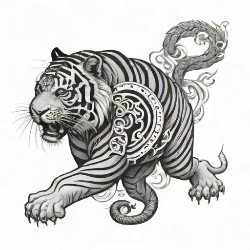 Yin Yang Tiger On White Scorpio On Black Tattoo Design