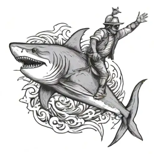 Posideon Riding A Shark