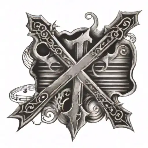 Christian Cross And Note Of Music