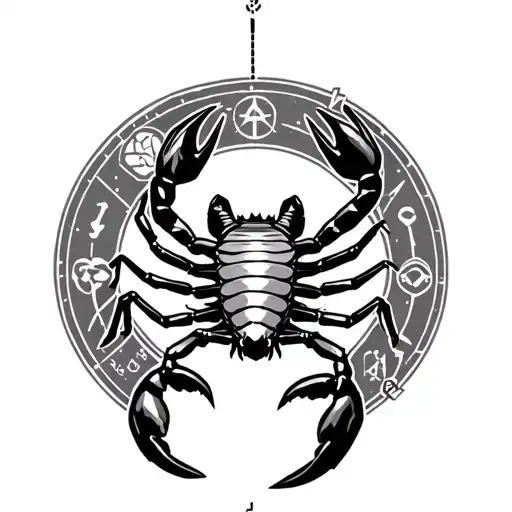 Scorpion With Astrology In Background And Scorpio Zodiac