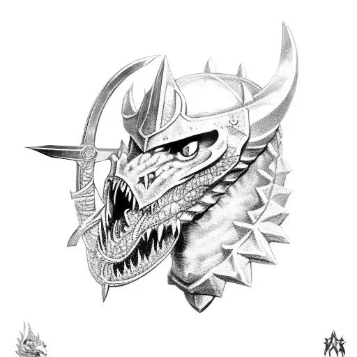 A Templar Knight Holding A Sword And A Dragon Head