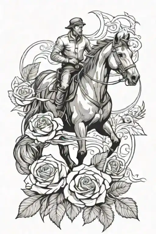 Weihmeraner And Horse And Rose