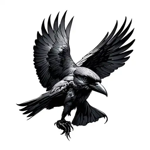 Diving Raven On The Side