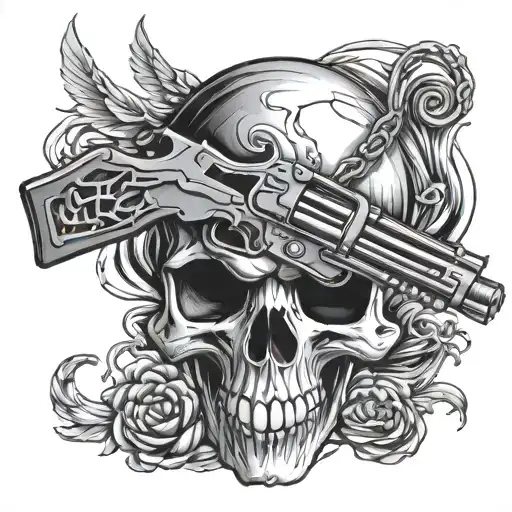 Metal Skull Gun Intertwined