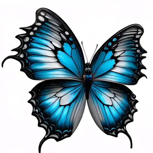 Blue 3D Butterfly Flying