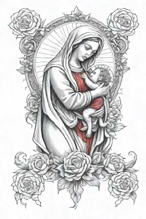 Red Blood From The Virgin Mary Motif Symbolizing Love And Connection