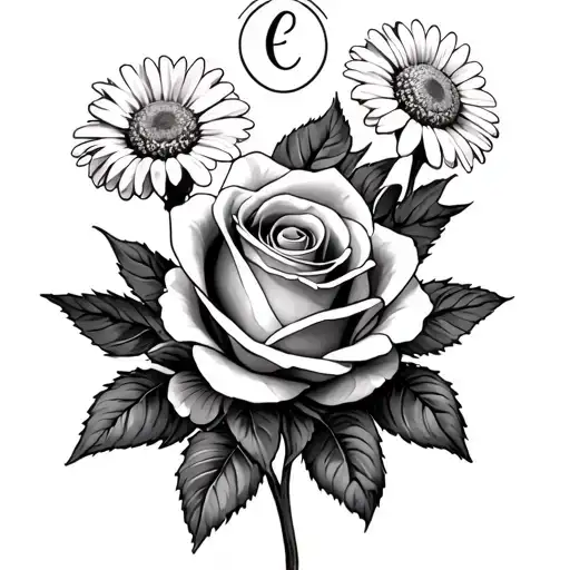 E J With Rose And Daisy And Spiritual Symbol Materbity