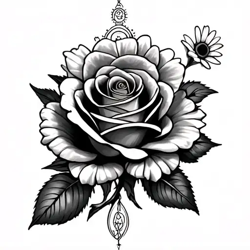 E J With Rose And Daisy And Spiritual Symbol Materbity