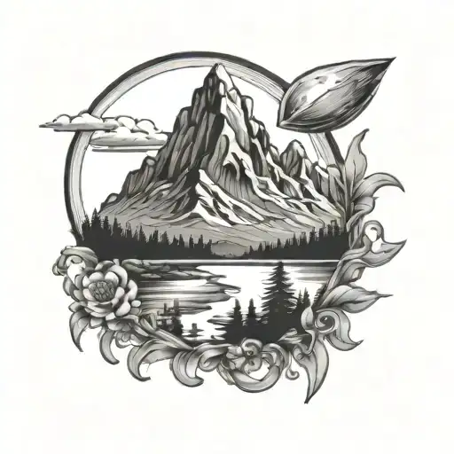 Mountain Sun With River