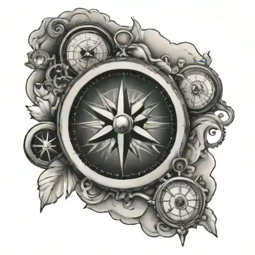 Compass Surrounded By Various