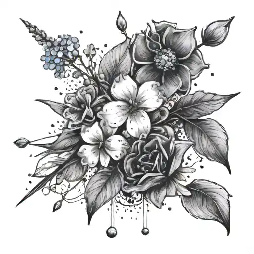 Sagittarius Constellation & Forget Me Not Flower